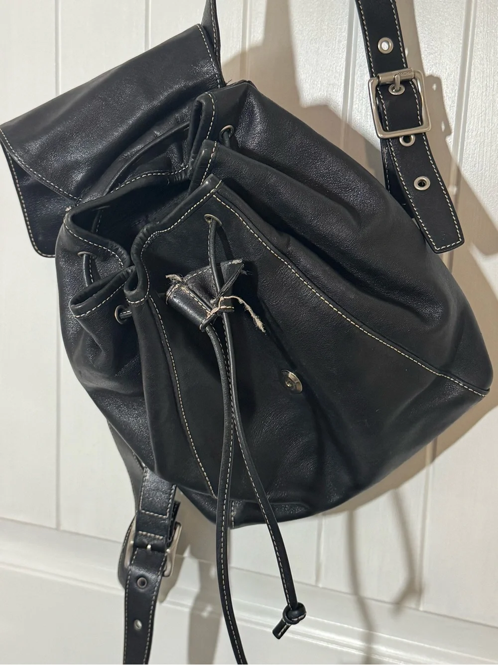 Coach 9569 Legacy Black Leather Drawstring Mini Backpack